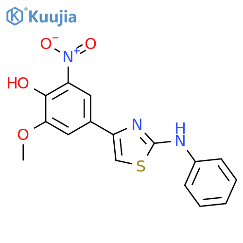 Phenol, 2-methoxy-6-nitro-4-[2-(phenylamino)-4-thiazolyl]- structure