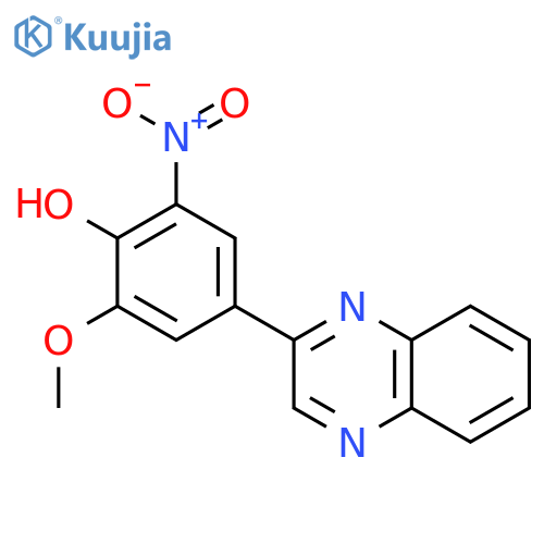 Phenol, 2-methoxy-6-nitro-4-(2-quinoxalinyl)- structure