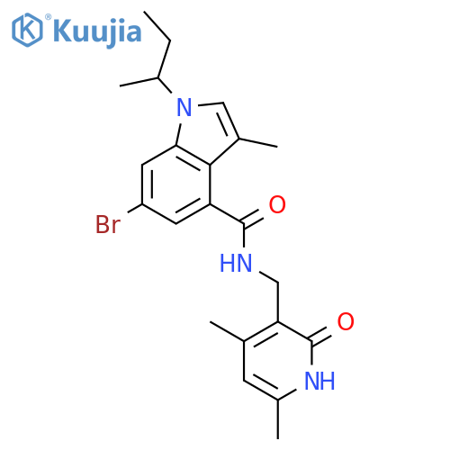 6-Bromo-1-butan-2-yl-N-[(4,6-dimethyl-2-oxo-1H-pyridin-3-yl)methyl]-3-methylindole-4-carboxamide structure