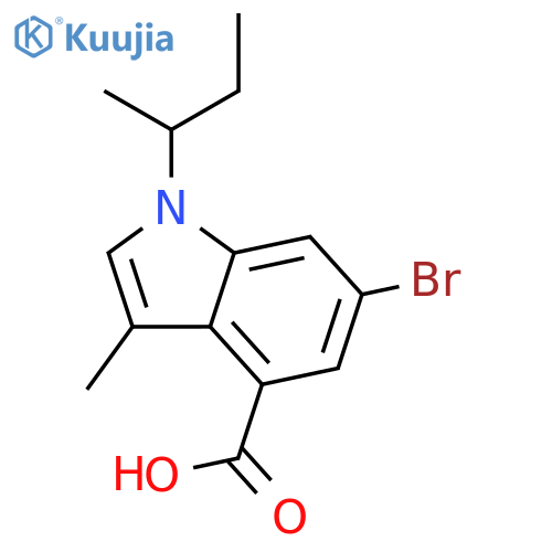 6-bromo-3-methyl-1-(1-methylpropyl)-1H-Indole-4-carboxylic acid structure