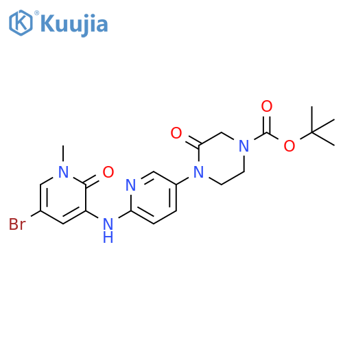 tert-butyl 4-(6-(5-bromo-1-methyl-2-oxo-1,2-dihydropyridin-3-ylamino)pyridin-3-yl)-3-oxopiperazine-1-carboxylate structure