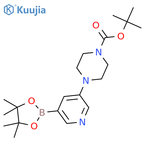 tert-Butyl 4-(5-(4,4,5,5-tetramethyl-1,3,2-dioxaborolan-2-yl)pyridin-3-yl)piperazine-1-carboxylate structure