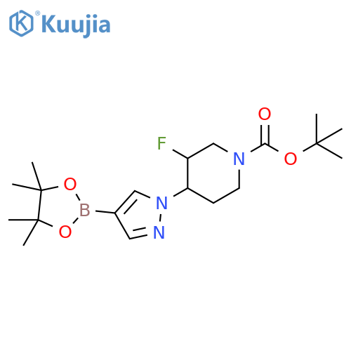 tert-butyl 3-fluoro-4-[4-(tetramethyl-1,3,2-dioxaborolan-2-yl)-1H-pyrazol-1-yl]piperidine-1-carboxylate structure
