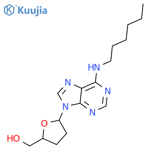 {(2S,5R)-5-[6-(hexylamino)-9H-purin-9-yl]tetrahydrofuran-2-yl}methanol structure