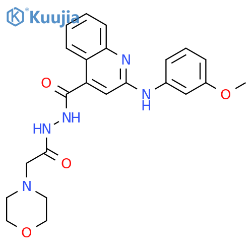 4-Quinolinecarboxylicacid, 2-[(3-methoxyphenyl)amino]-, 2-[2-(4-morpholinyl)acetyl]hydrazide structure