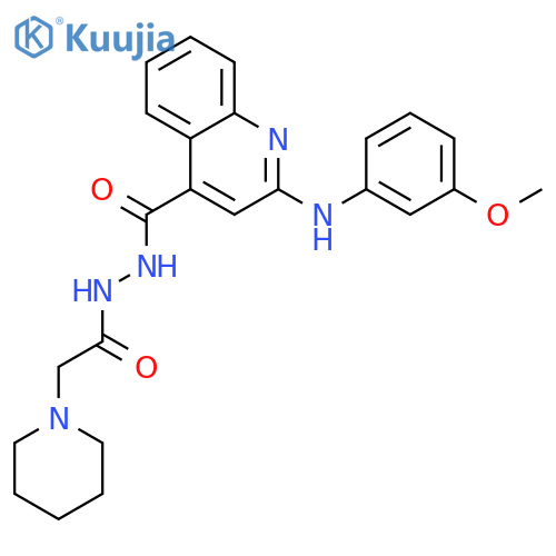 4-Quinolinecarboxylicacid, 2-[(3-methoxyphenyl)amino]-, 2-[2-(1-piperidinyl)acetyl]hydrazide structure
