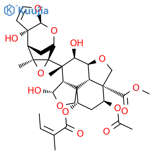 7H,8H-Furo[3',4':4,4a]naphtho[1,8-bc]furan-10a(1H)-carboxylicacid,10-(acetyloxy)octahydro-3,5-dihydroxy-4-methyl-8-[[(2E)-2-methyl-1-oxo-2-buten-1-yl]oxy]-4-[(1aR,2S,3aS,6aS,7S,7aS)-3a,6a,7,7a-tetrahydro-6a-hydroxy-7a-methyl-2,7-methanofuro[2,3-b]oxireno[e]oxepin-1a(2H)-yl]-,methyl ester, (2aR,3S,4S,4aR,5R,7aS,8S,10R,10aS,10bR)- structure