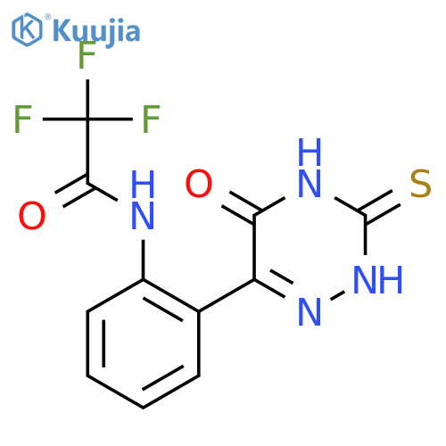 2,2,2-trifluoro-N-[2-(5-oxo-3-thioxo-2,3,4,5-tetrahydro-1,2,4-triazin-6-yl)phenyl]acetamide structure