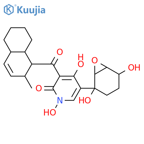 2(1H)-Pyridinone,5-(2,5-dihydroxy-7-oxabicyclo[4.1.0]hept-2-yl)-1,4-dihydroxy-3-[(1,2,4a,5,6,7,8,8a-octahydro-2-methyl-1-naphthalenyl)carbonyl]-(9CI) structure