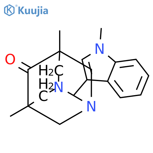 5,7-dimethyl-2-(1-methyl-1H-indol-3-yl)-1,3-diazatricyclo[3.3.1.1~3,7~]decan-6-one structure