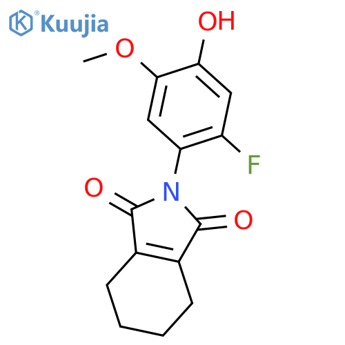 2-(2-fluoro-4-hydroxy-5-methoxyphenyl)-4,5,6,7-tetrahydro-1H-isoindole-1,3(2H)-dione structure