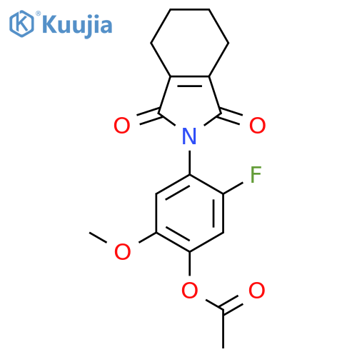 4-(1,3-dioxo-1,3,4,5,6,7-hexahydro-2H-isoindol-2-yl)-5-fluoro-2-methoxyphenyl acetate structure