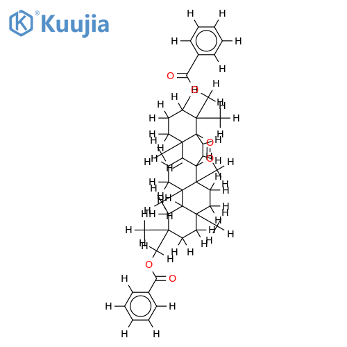 (3alpha,5alpha,8alpha,14beta,20alpha)-5,8-epidioxy-13-methyl-26-noroleana-6,9(11)-diene-3,29-diol 3,29-dibenzoate structure