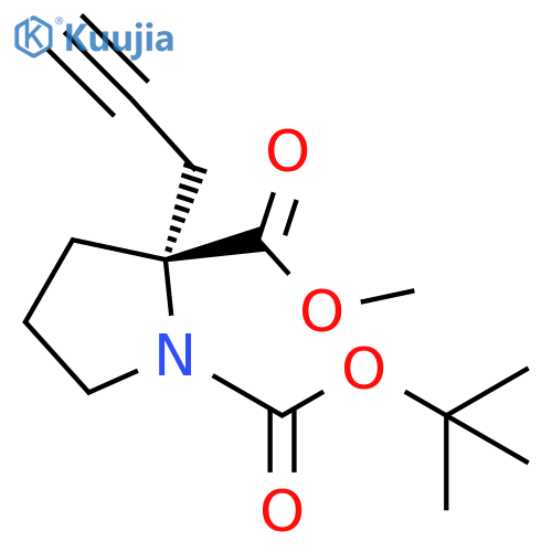 1,2-Pyrrolidinedicarboxylic acid, 2-(2-propyn-1-yl)-, 1-(1,1-dimethylethyl) 2-methyl ester, (2R)- structure