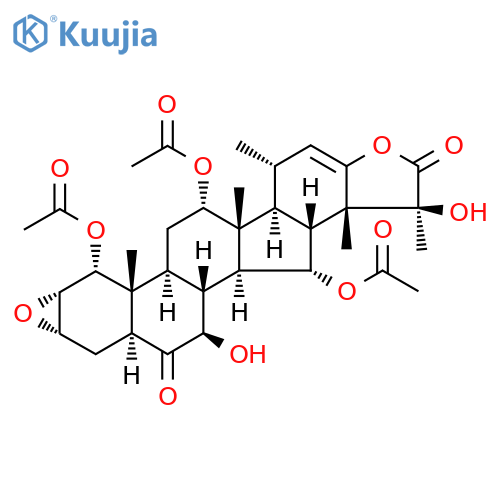 16,24-Cycloergost-22-en-26-oic acid,1,12,15-tris(acetyloxy)-2,3-epoxy-7,23,- 25-trihydroxy-6-oxo-,-lactone,(1R,2R,3R,- 5R,7a,12R,15R,16a,25S)- structure