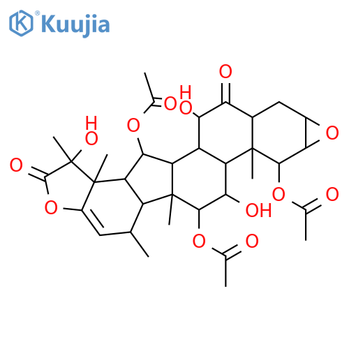 16,24-Cycloergost-22-en-26-oic acid, 1,12,15-tris(acetyloxy)-2,3-epoxy-7,11,23,25-tetrahydroxy-6-oxo-, γ-lactone, (1α,2α,3α,5α,7β,11β,12α,15α,16β,25S)- structure