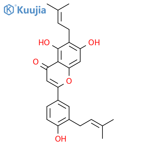 5,7-dihydroxy-2-[4-hydroxy-3-(3-methylbut-2-en-1-yl)phenyl]-6-(3-methylbut-2-en-1-yl)-4H-chromen-4-one structure