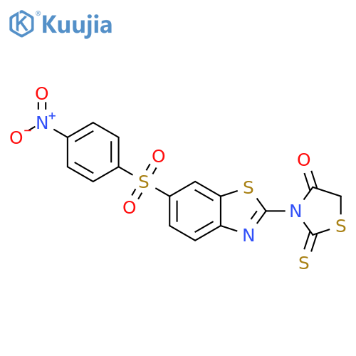 4-Thiazolidinone,3-[6-[(4-nitrophenyl)sulfonyl]-2-benzothiazolyl]-2-thioxo- structure