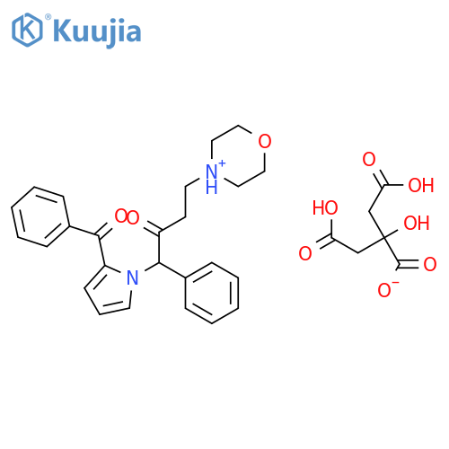 4-[4-(2-benzoyl-1H-pyrrol-1-yl)-3-oxo-4-phenylbutyl]morpholin-4-ium 3-carboxy-2-(carboxymethyl)-2-hydroxypropanoate structure