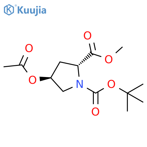 1,2-Pyrrolidinedicarboxylic acid, 4-(acetyloxy)-, 1-(1,1-dimethylethyl) 2-methyl ester, (2R-trans)- (9CI) structure