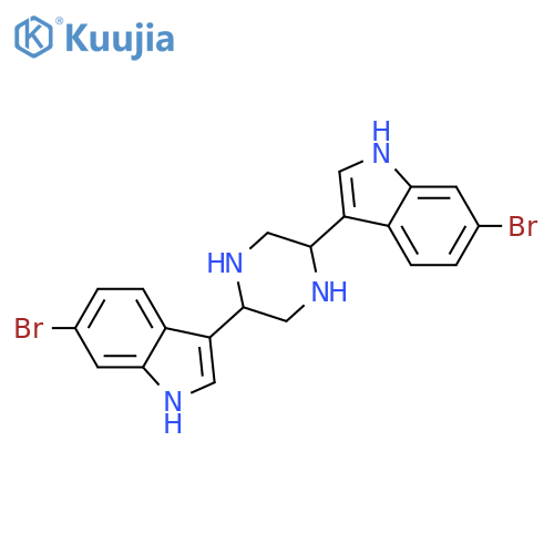 1H-Indole, 3,3'-(2R,5S)-2,5-piperazinediylbis[6-bromo-, rel- structure