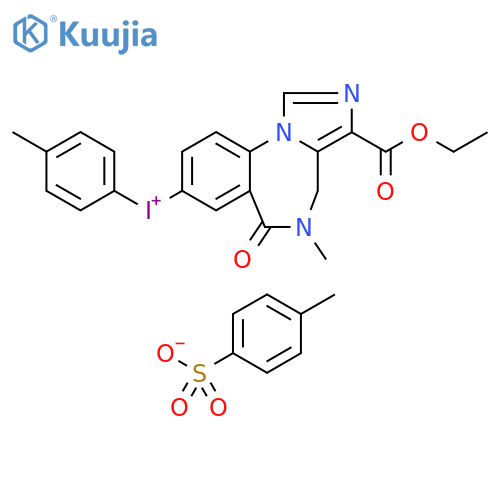 Iodonium, [3-(ethoxycarbonyl)-5,6-dihydro-5-methyl-6-oxo-4H-imidazo[1,5-a][1,4]benzodiazepin-8-yl](4-methylphenyl)-, 4-methylbenzenesulfonate (1:1) structure