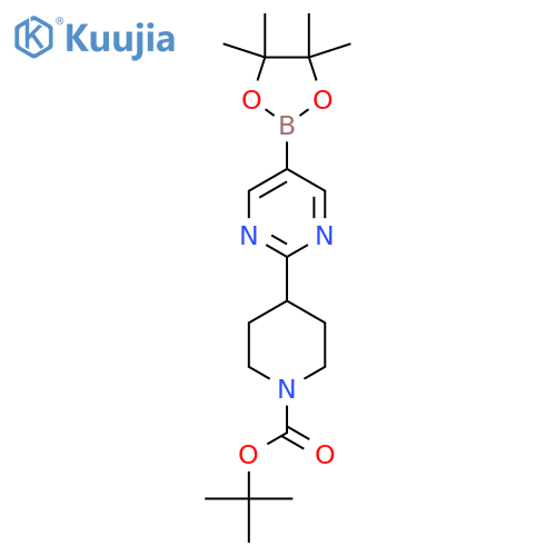 tert-butyl 4-5-(tetramethyl-1,3,2-dioxaborolan-2-yl)pyrimidin-2-ylpiperidine-1-carboxylate structure