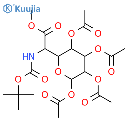 methyl 1,2,3,4-tetra-O-acetyl-6-[(tert-butoxycarbonyl)amino]-6-deoxy-D-glycero-alpha-D-talo-heptopyranuronate structure