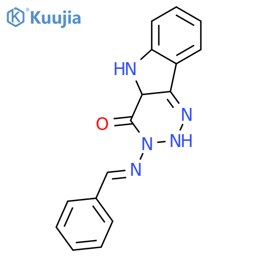 4H-1,2,3-Triazino[5,4-b]indol-4-one,3,5-dihydro-3-[(phenylmethylene)amino]- structure