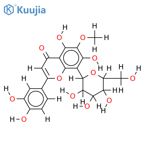 5,7,3',4'-tetrahydroxy-6-methoxy-8-C-beta-D-glucopyranosyl flavonoside structure