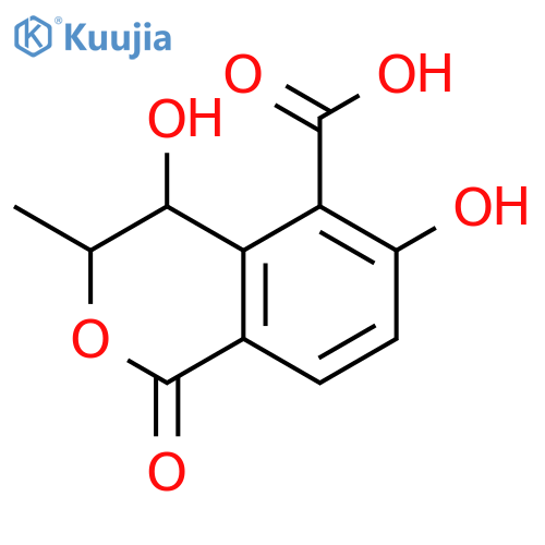 (3R,4R)-3,4-dihydro-4,6-dihydroxy-3-methyl-1-oxo-1H-isochromene-5-carboxylic acid structure
