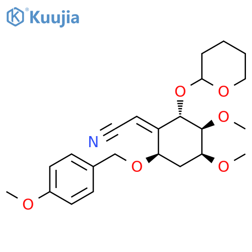 Acetonitrile, [(2S,3S,4S,6R)-3,4-dimethoxy-6-[(4-methoxyphenyl)methoxy]-2-[(tetrahydro-2H-pyran-2-yl)oxy]cyclohexylidene]-, (2E)- (9CI) structure