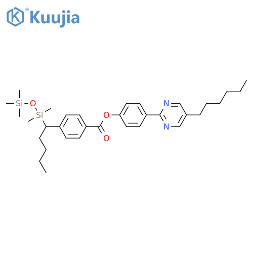Benzoic acid, 4-[1-(pentamethyldisiloxanyl)pentyl]-,4-(5-hexyl-2-pyrimidinyl)phenyl ester structure
