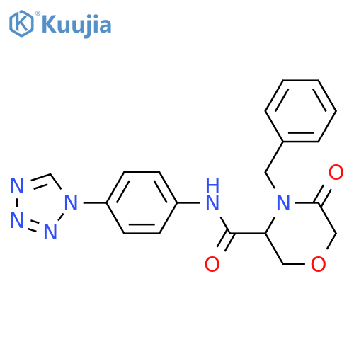 4-benzyl-5-oxo-N-4-(1H-1,2,3,4-tetrazol-1-yl)phenylmorpholine-3-carboxamide structure