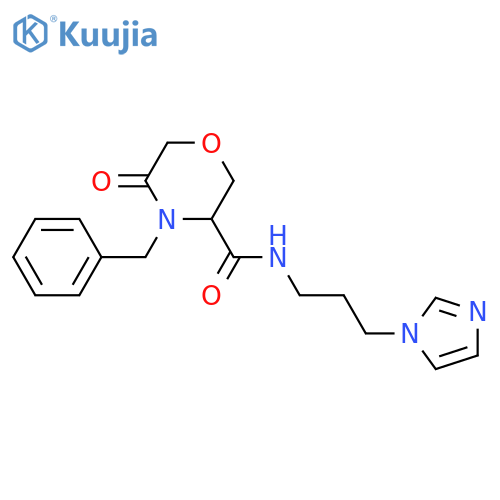 4-benzyl-N-3-(1H-imidazol-1-yl)propyl-5-oxomorpholine-3-carboxamide structure