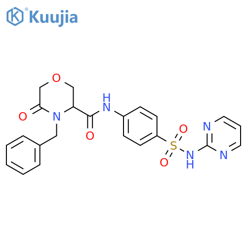 4-benzyl-5-oxo-N-{4-[(pyrimidin-2-yl)sulfamoyl]phenyl}morpholine-3-carboxamide structure