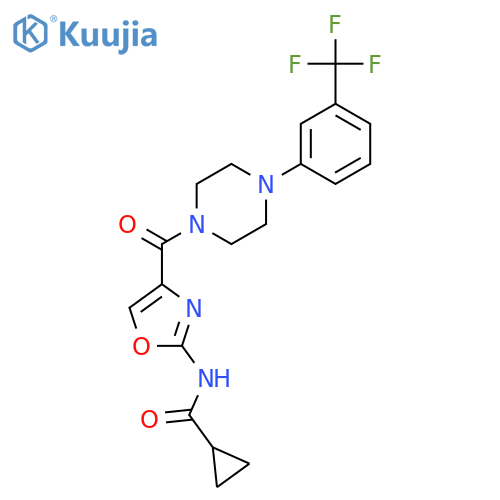 N-(4-{4-3-(trifluoromethyl)phenylpiperazine-1-carbonyl}-1,3-oxazol-2-yl)cyclopropanecarboxamide structure