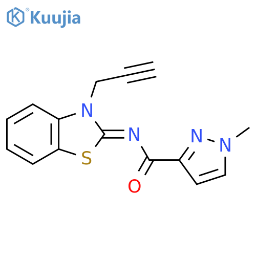 1-methyl-N-(2Z)-3-(prop-2-yn-1-yl)-2,3-dihydro-1,3-benzothiazol-2-ylidene-1H-pyrazole-3-carboxamide structure