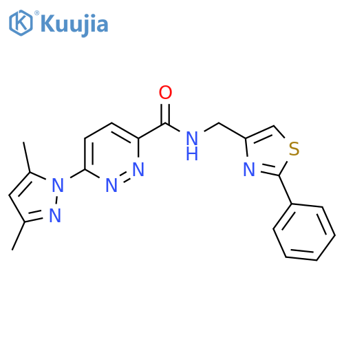 6-(3,5-dimethyl-1H-pyrazol-1-yl)-N-(2-phenyl-1,3-thiazol-4-yl)methylpyridazine-3-carboxamide structure