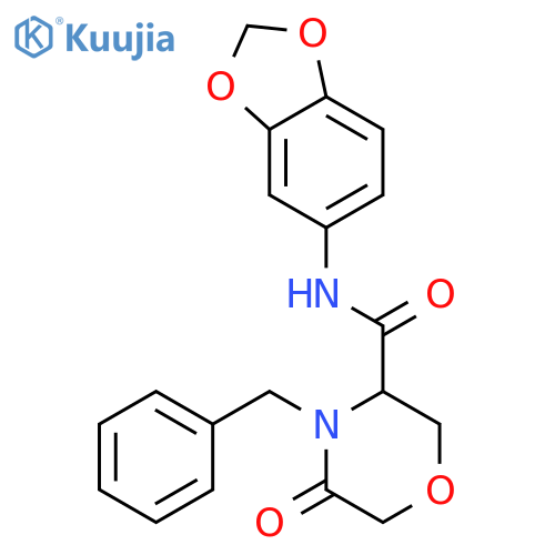 N-(2H-1,3-benzodioxol-5-yl)-4-benzyl-5-oxomorpholine-3-carboxamide structure