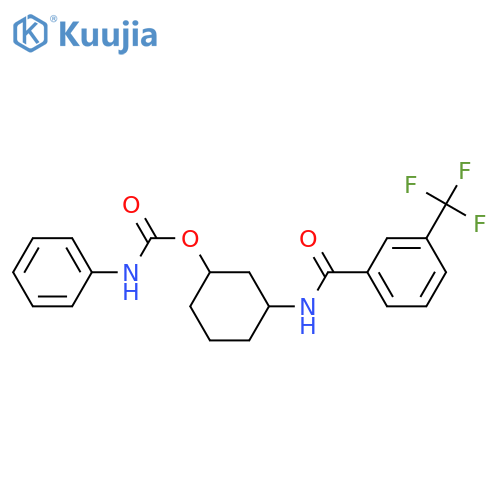 3-[3-(trifluoromethyl)benzamido]cyclohexyl N-phenylcarbamate structure