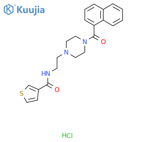 N-{2-4-(naphthalene-1-carbonyl)piperazin-1-ylethyl}thiophene-3-carboxamide hydrochloride structure