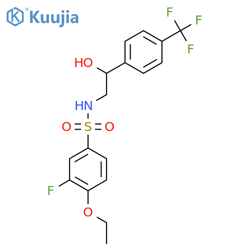 4-ethoxy-3-fluoro-N-{2-hydroxy-2-[4-(trifluoromethyl)phenyl]ethyl}benzene-1-sulfonamide structure