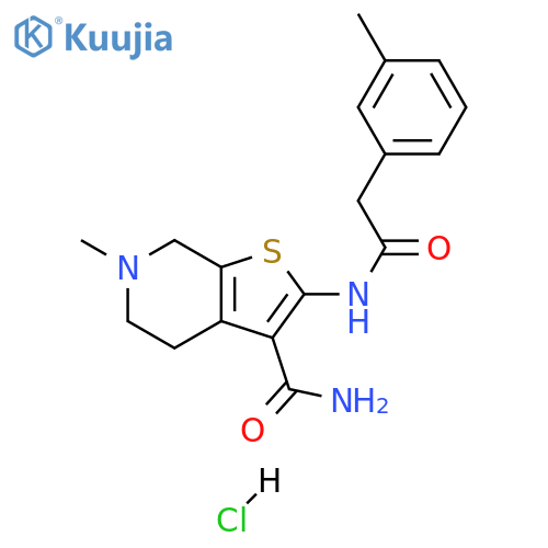 6-methyl-2-2-(3-methylphenyl)acetamido-4H,5H,6H,7H-thieno2,3-cpyridine-3-carboxamide hydrochloride structure