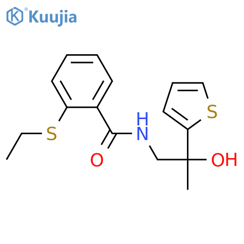 2-(ethylsulfanyl)-N-2-hydroxy-2-(thiophen-2-yl)propylbenzamide structure