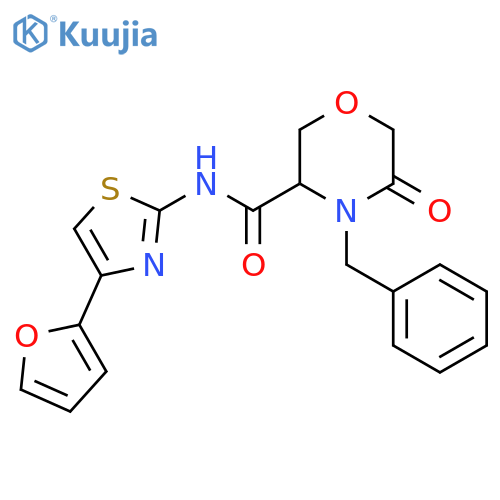 4-benzyl-N-4-(furan-2-yl)-1,3-thiazol-2-yl-5-oxomorpholine-3-carboxamide structure