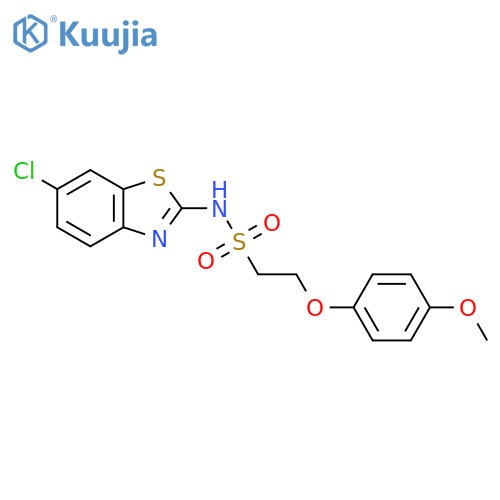 N-(6-chloro-1,3-benzothiazol-2-yl)-2-(4-methoxyphenoxy)ethane-1-sulfonamide structure