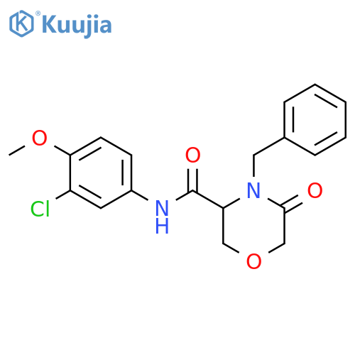 4-benzyl-N-(3-chloro-4-methoxyphenyl)-5-oxomorpholine-3-carboxamide structure