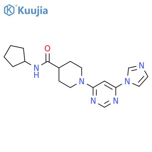 N-cyclopentyl-1-6-(1H-imidazol-1-yl)pyrimidin-4-ylpiperidine-4-carboxamide structure