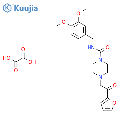 N-(3,4-dimethoxyphenyl)methyl-4-2-(furan-2-yl)-2-oxoethylpiperazine-1-carboxamide; oxalic acid structure